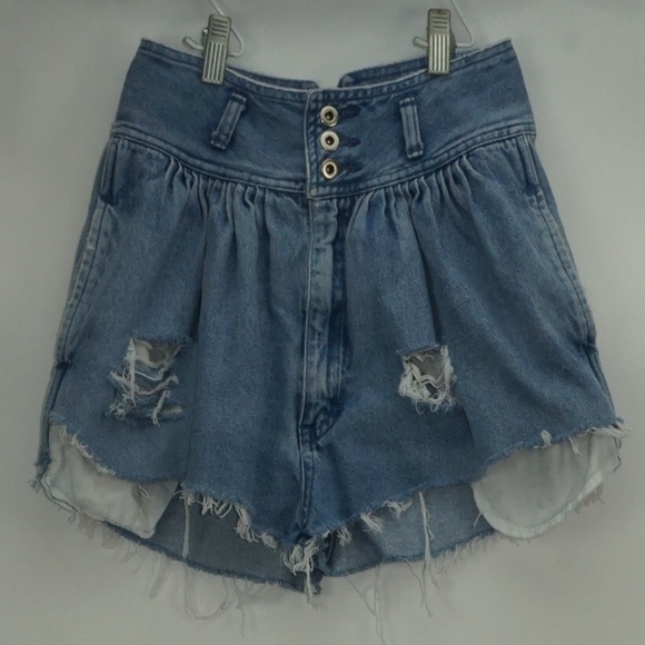 Vintage 80's High Waisted Custom Distressed Shorts - Picture 1 of 6